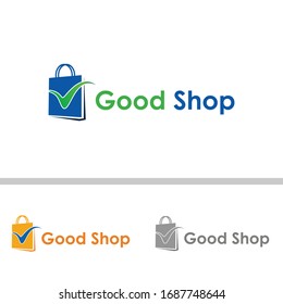 Icono del logotipo de buena tienda, vector de diseño del logotipo de compra, plantilla del logotipo de compra aislada 