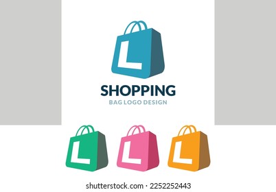 Shop Logo vector of Letter L Online Shopping bag icon store cart symbol business clipart