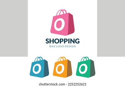 Shop Logo vector of Letter O Online Shopping bag icon store cart symbol business clipart