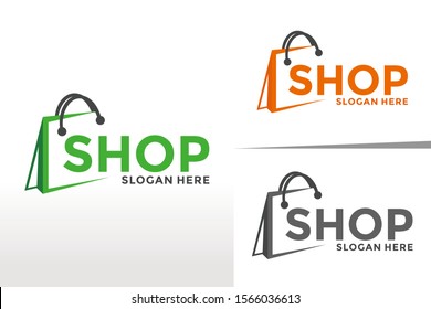 Shop logo vector, Online shopping logo design template