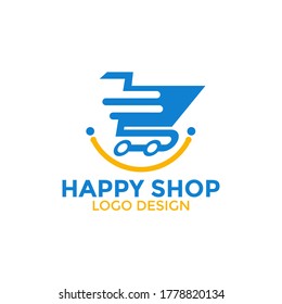 icono del logotipo de happy Shop, vector de diseño del logotipo de la tienda en línea
