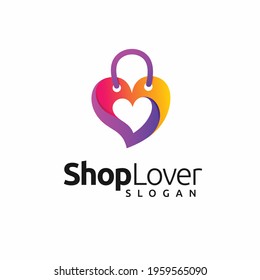 Shop lover logo, love logo with shopping bag concept
