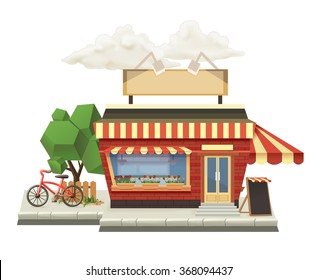 Shop, low poly vector icon