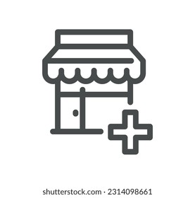 Shop management related icon outline and linear vector.