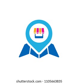 Shop Map Logo Icon Design