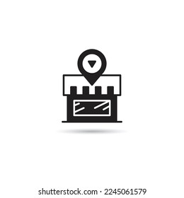 shop with map pin icon on white background