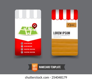 Shop and market concept business card template vector illustration