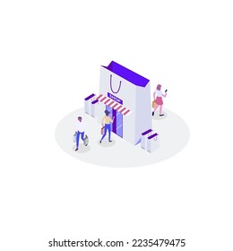 Plantilla de vector plano del mercado de compras