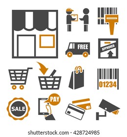 shop, market icon set