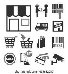shop, market icon set