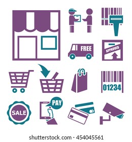 shop, market icon set