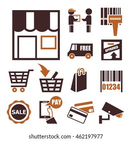 shop, market icon set