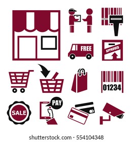 shop, market icon set