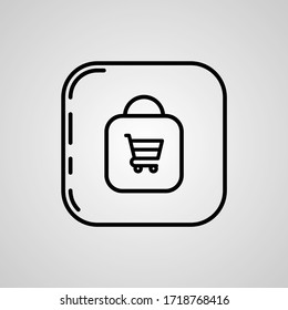 Shop Market Logo Black Line Doodle Vector Symbol