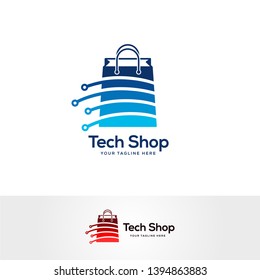 shop market logo design vector, shopping bag logo designs, abstract concept for online shop