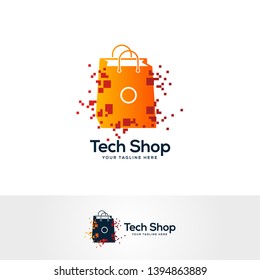 shop market logo design vector, shopping bag logo designs, abstract concept for online shop