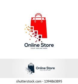 shop market logo design vector, shopping bag logo designs, abstract concept for online shop