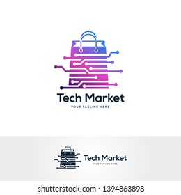 shop market logo design vector, shopping bag logo designs, abstract concept for online shop