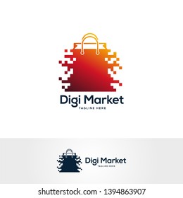shop market logo design vector, shopping bag logo designs, abstract concept for online shop