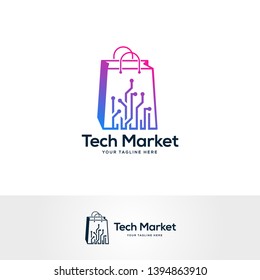 shop market logo design vector, shopping bag logo designs, abstract concept for online shop