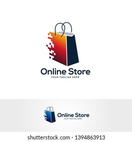shop market logo design vector, shopping bag logo designs, abstract concept for online shop