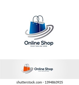 shop market logo design vector, shopping bag logo designs, abstract concept for online shop