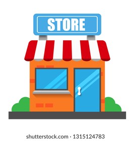 shop or market store front exterior facade.flat design.store building - Store icon. Shop icon. 