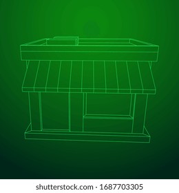 Shop market store. Small business concept. Wireframe low poly mesh vector illustration.