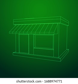 Shop market store. Small business concept. Wireframe low poly mesh vector illustration.