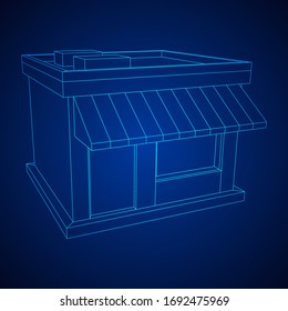 Shop market store. Small business concept. Wireframe low poly mesh vector illustration.