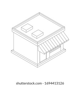 Shop market store. Small business concept. Wireframe low poly mesh vector illustration.