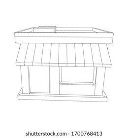 Shop market store. Small business concept. Wireframe low poly mesh vector illustration.