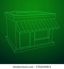 Shop market store. Small business concept. Wireframe low poly mesh vector illustration.