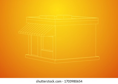 Shop market store. Small business concept. Wireframe low poly mesh vector illustration.