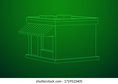 Shop market store. Small business concept. Wireframe low poly mesh vector illustration.
