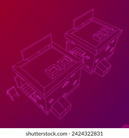 Shop market store. Small business. Wireframe low poly mesh vector illustration.