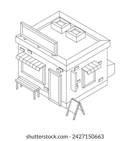 Shop market store. Small business. Wireframe low poly mesh vector illustration.