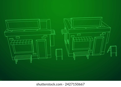 Shop market store. Small business. Wireframe low poly mesh vector illustration.