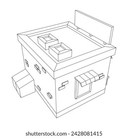 Shop market store. Small business. Wireframe low poly mesh vector illustration.