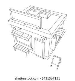 Shop market store. Small business. Wireframe low poly mesh vector illustration.