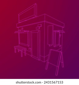 Shop market store. Small business. Wireframe low poly mesh vector illustration.