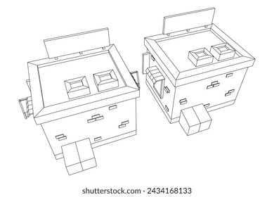 Shop market store. Small business. Wireframe low poly mesh vector illustration.