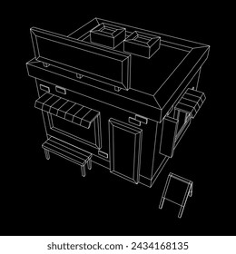 Shop market store. Small business. Wireframe low poly mesh vector illustration.