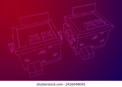 Shop market store. Small business. Wireframe low poly mesh vector illustration.
