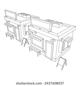 Shop market store. Small business. Wireframe low poly mesh vector illustration.