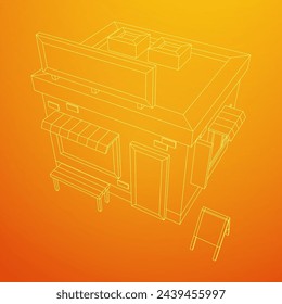 Shop market store. Small business. Wireframe low poly mesh vector illustration.