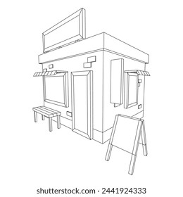 Shop market store. Small business. Wireframe low poly mesh vector illustration.