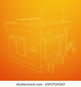 Shop market store. Small business. Wireframe low poly mesh vector illustration.