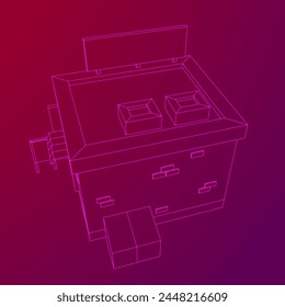 Shop market store. Small business. Wireframe low poly mesh vector illustration.