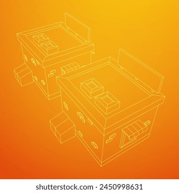 Shop market store. Small business. Wireframe low poly mesh vector illustration.